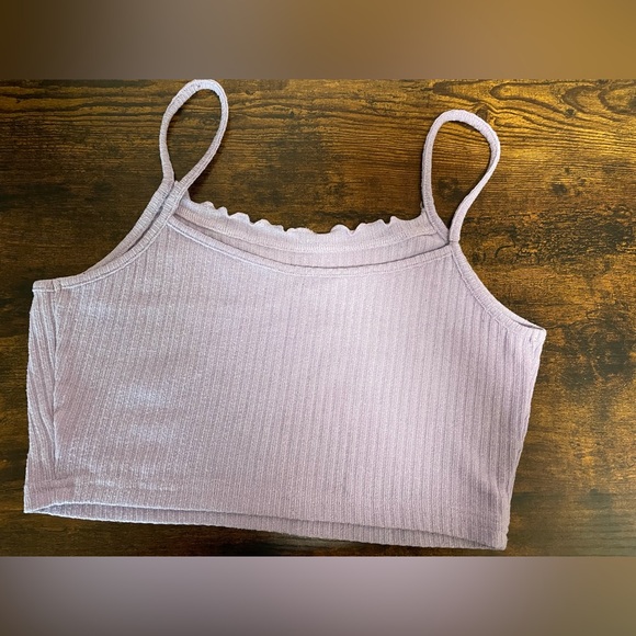 Lavender Ruffle Front Crop Top - Picture 3 of 3